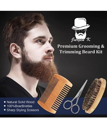 Jurgen K Beard Grooming Kit for Men - Beard Oil, Balm, Brush, and Comb Set - Buy Online on GoSupps.com