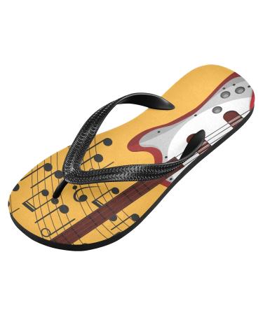 Buy Mnsruu Flip-Flops | Yellow Music Notes & Red Guitars | Comfortable Multicolored Footwear for Home Hotel Spa & Travel | Unisex Size L - Buy Online on GoSupps.com