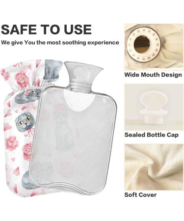 Naanle British Short-Haired Cat Heat Bottle - 1L Hot Water Bag for Pain Relief & Therapy | Transparent Warm Water Bottle for Hands & Feet - Buy Online on GoSupps.com