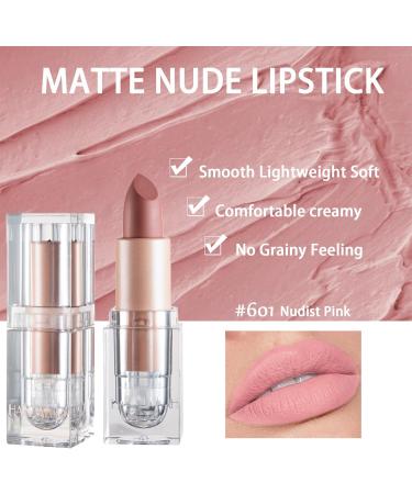 Long Lasting Waterproof Matte Lipstick - #601 Nudist Pink for Women | Moisturizing Velvet Lip Gloss Non Stick Cup Tinted Lip Balm Fade Resistant - Buy Online on GoSupps.com