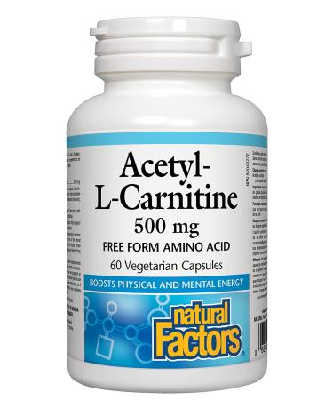Natural Factors Acetyl L-Carnitine 500 milligrams 60 Vegetarian Capsules 60.0 Servings (Pack of 1) Standard Packaging