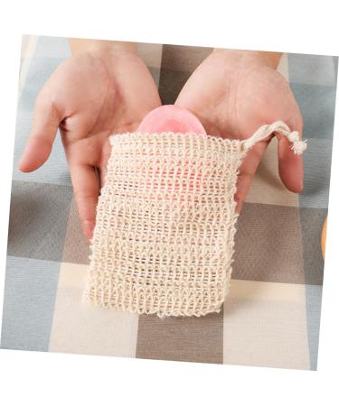 Baluue 4pcs Handmade Soap Bag Small Mesh Bag Drawstring Shower Bag Mesh Storage Bags Cotton Linen White - Buy Online on GoSupps.com