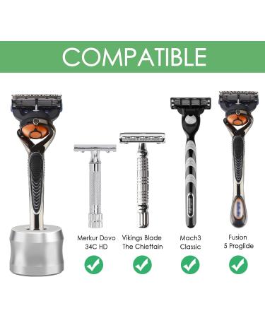 Linkidea 2 Pack Safety Razor Stand 0.7 Opening Dia Aluminum Alloy Men's Shaving Holder - Silver Finish - Buy Online on GoSupps.com