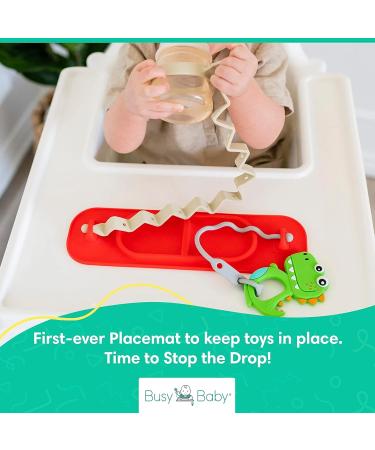 Busy Baby Mat | Mini Silicone Placemat with Toys Tethers | Dishwasher Safe & BPA Free | Includes Travel Sleeve | Pewter - Buy Online on GoSupps.com