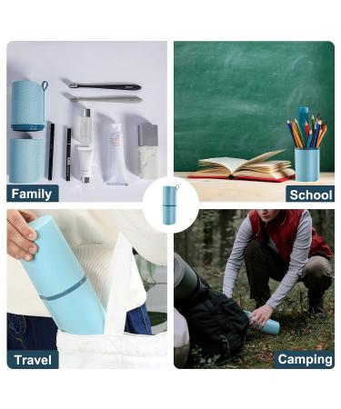 Dadop Travel Toothbrush Case with 5 Silicone Covers - Portable Wash Cup Holder for Travel, Camping, Home - Sky Blue - Buy Online on GoSupps.com
