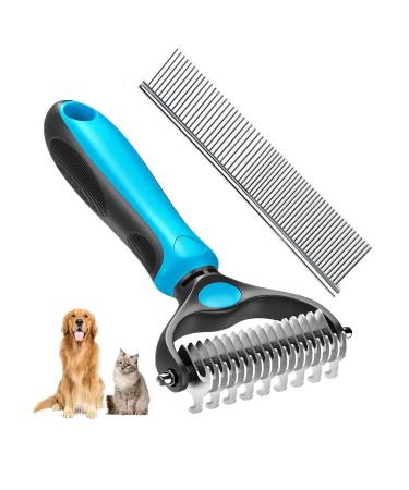 Dematting Comb for Dog and Cat Double Sided Undercoat Rake & Dematting Comb for Detangling Matted or Knotted Undercoat Hair Great for Medium or Long-haired Dogs & Cats