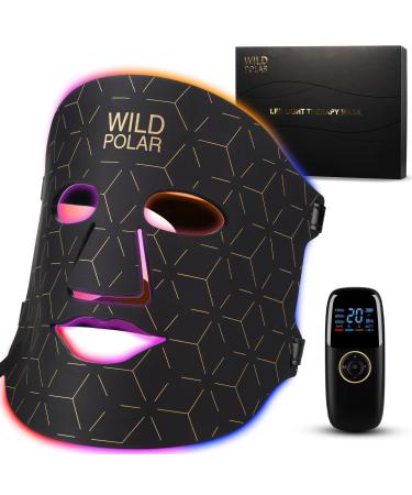 Wild Polar Premium Red Light Therapy Infrared LED Face Mask | 368 Infrared LEDs | Anti Aging 4 Colors | Acne Treatment | Professional Skincare at Home | Includes Storage Bag