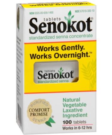 Senokot-Natural Vegetable Laxative Ingredient 100 Tablets (2 Pack) 100 Count (Pack of 2)