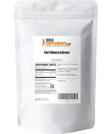 BulkSupplements Tart Cherry Extract Powder - Antioxidant Herbal Supplement Gluten-Free 500mg per Serving 250g (8.8 oz) - 500 Servings - Buy Online on GoSupps.com