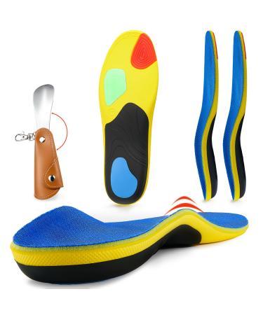 Insoles Men Work Boots Standing All Day High Arch Heavy Duty Support Flat Feet Orthopedic Insoles for 220+lbs Work Insoles Relief Plantar Fasciitis Heel Pain Shoe Horn 2 Pairs L L (Men 10.5-11.5 / Women 11.5-12.5)