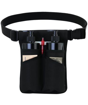 Tuhaoge Massage Bottle Bag Massage Oil Holster for 2 Bottle s Lotion Holster Massage Therapist Massage Oil Holster Massage Lotion (TH-XJ-2 bottle-Black)