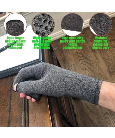 4 Pairs Arthritis Compression Gloves (2 Black + 2 Grey) - Relieve Arthritis Pain - Anti-Slip Grip for Women & Men - Buy Online on GoSupps.com