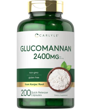 Glucomannan Capsules | 200 Count | Soluble Fiber Pills | Non-GMO, Gluten Free Supplement | by Carlyle - Buy Online on GoSupps.com