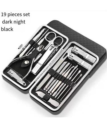 Nail Clippers Set Home Nail Clipper Set of 18 Pieces Large Size Dead Skin Pliers Diagonal to Remove Dead Skin Small Eyebrow Clipper Leather Sleeve Nail Care kit(Black) - Buy Online on GoSupps.com