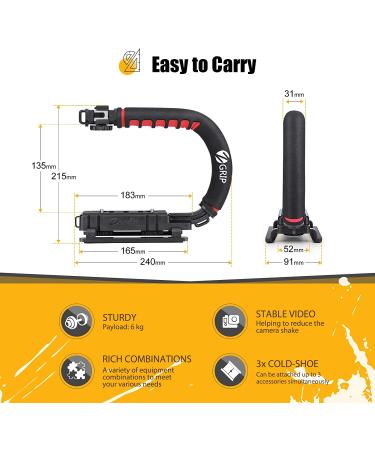 Zeadio Video Action Stabilizing Handle Grip for DSLR Camera - Hot-Shoe Mount Compatible with Canon, Nikon, Sony, Panasonic, and More - Buy Online on GoSupps.com
