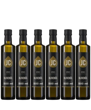 JC Greek Extra Virgin Olive Oil - ORGANIC Premium Quality - Kalamata PDO - in 4 sizes (6 x 500 ml)
