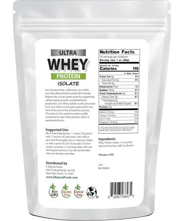 Whey Protein Isolate - Unflavored - Made in USA - Hormone-Free, Unsweetened, Non-GMO, Kosher, Gluten-Free - 1 lb - Ideal for Smoothies, Shakes, Drinks, Recipes - Buy Online on GoSupps.com