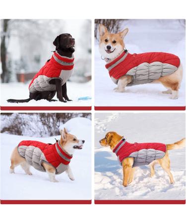 Kuoser Waterproof Dog Coat - Cold Weather Jacket for Small Medium & Large Dogs | Fleece Lined Reflective Pet Sweater - Cozy Winter Vest in Red - Buy Online on GoSupps.com