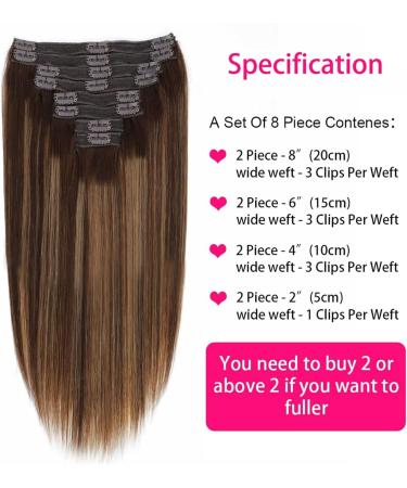 Hair Extensions Chocolate Brown and Caramel Blonde with Brown Roots 16"-24" Clip in Hair Extensions Human Hair Silky Straight Double Weft Lace Clip in Hair Natural Human Hair(18inches) 18inches 120g/Set - Buy Online on GoSupps.com