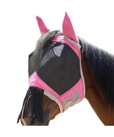 Harrison Howard Horse Fly Mask with Ears and Nose Fringe Light Pink Warmblood(L) Warmblood(L) Light Pink