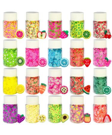 15000 Pcs Fruit Nail Art Slices Fruit Slices for DIY 3D Polymer Clay Slices Resin Making Charms Fruit Slices for Nail Art, and Cellphone Decorations(20 Styles) 20bottle-14500P