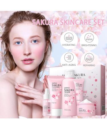 Cherry Blossoms Skin Care Set for Women & Girls | Complete Beauty Gift Kit with Cleanser Serum Cream Toner & Eye Cream - Buy Online on GoSupps.com