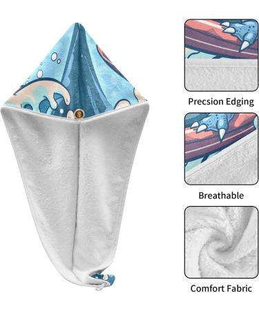 Cute Cartoon Dinosaur Hair Towel 2 Pack | Super Absorbent Quick Dry Hair Turbans for Women & Girls - Buy Online on GoSupps.com