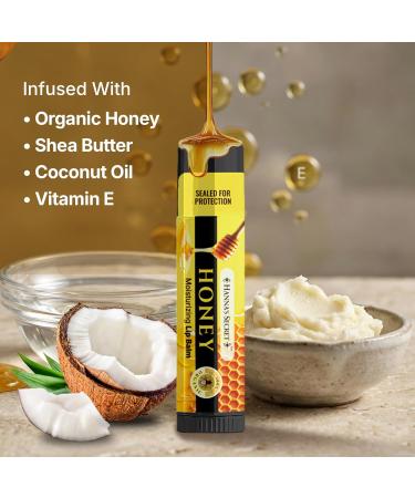 Hanna s Secret Honey Flavor Lip Balm with Organic Honey Shea Butter & Vitamin E Moisturizing Lightweight Non-Sticky Lip Care Glossy Finish Everyday Pocket Essential (4) - Buy Online on GoSupps.com