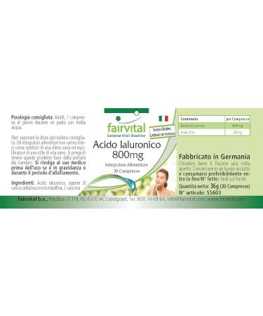 Fairvital | Hyaluronic acid 800 mg - 30 tablets - Extra high dosage - Monthly pack - 100% vegan - Buy Online on GoSupps.com