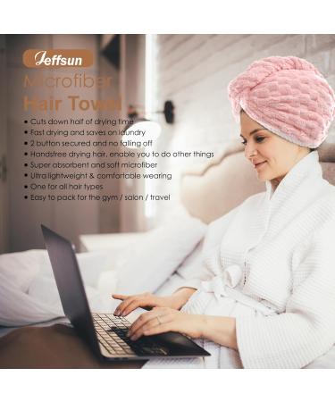 JEFFSUN Microfiber Hair Drying Towel Wrap - Super Absorbent Hooded Turban for Women | 2 Colors Extra Thick for Long Curly Wet Hair - Buy Online on GoSupps.com