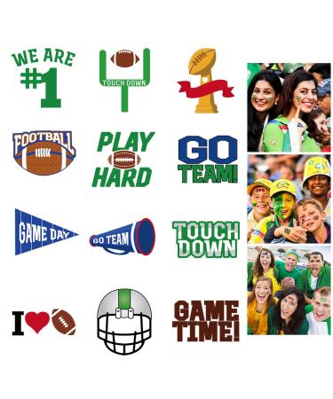 LUOEM 72 Pcs Football Face Tattoos Football Temporary Tattoo Football Sports Face Body Stickers for Football Birthday Theme Party Sports Event Game Party Favor Supply - 6 Sheet
