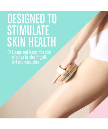Cellulite Reduction & Lymphatic Drainage Dry Body Brush - Exfoliating Shower Scrubber with Soft Massage Nodules for Smooth Skin - 100% Natural Bristle Brush - Buy Online on GoSupps.com