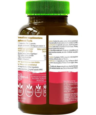 Camu Camu Capsules - Organic & Fairtrade Certified, Immune System Booster, Vitamin C Source - 100 Vegan Pills, Non GMO, Gluten Free - Amazon Andes - Buy Online on GoSupps.com