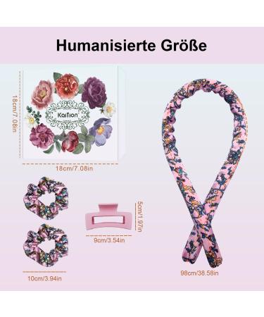 Kaition Heatless Curls - Non-Slip Silk Hair Curlers for Dreamy Overnight Curls | DIY Long Hair Styling Set (Floral Pink) - Buy Online on GoSupps.com