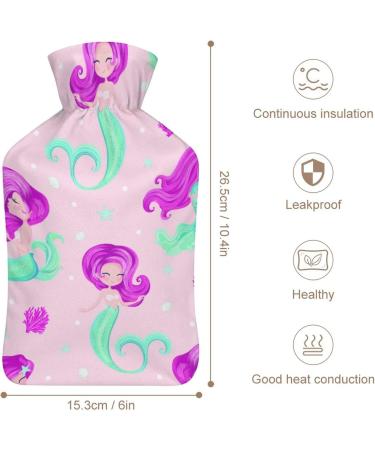 Mermaid Girl Hot Water Bottle with Plush Cover - Bed Warmer for Adults & Kids | 26.5x15.3cm International Shipping - Buy Online on GoSupps.com