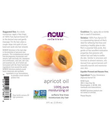 NOW Apricot Kernel Oil 4oz (Pack of 2) - Pure & Cold-Pressed Formula - Buy Online on GoSupps.com