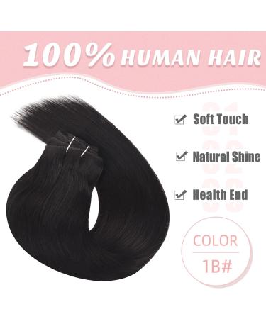 Vlasy Clip in Hair Extensions 16 Inch - Black Brown Human Hair 7 Pcs Seamless Straight Clip in Extensions for Women - Buy Online on GoSupps.com