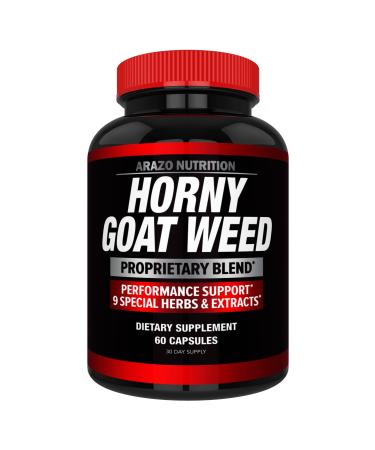 Arazo Nutrition Premium Horny Goat Weed Extract with Maca Root  Ginseng  Muira Puama and L-Arginine - for Men and Women   100% Pure Herbal Nutritional Supplement