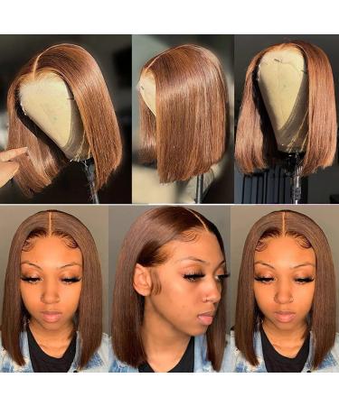 CHEETAHBEAUTY 12 Bob Wig - 4x4 Lace Closure, Human Hair, Medium Brown, Pre-Plucked for Black Women - Buy Online on GoSupps.com
