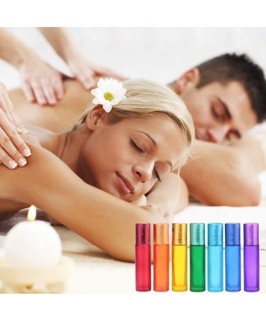 Alledomain 7-Piece Essential Oils Roller Bottle Set - Colorful Frosted Glass Refillable Aromatherapy Travel Bottles with Opener & Pipette - Buy Online on GoSupps.com