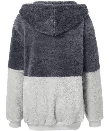 Bigfanshu Womens Sweaters Hooded Sweatshirt Winter Warm Zipper Pocket Pullover Blouse Shirts Gray - Buy Online on GoSupps.com