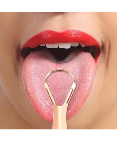 Monnadu tongue scraper stainless steel tongue cleaner to reduce bad breath professional reduction bad breath metal tongue tongue scraps for fresher breath tongue cleaning tool for adult rose gold