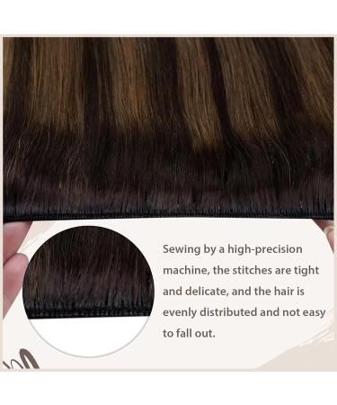 LAAVOO Real Hair Tape Extensions - Brown Ombre Balayage Remy Hair for Sewing 100g #2/8/2 40cm - Premium Real Hair Tressen - Buy Online on GoSupps.com