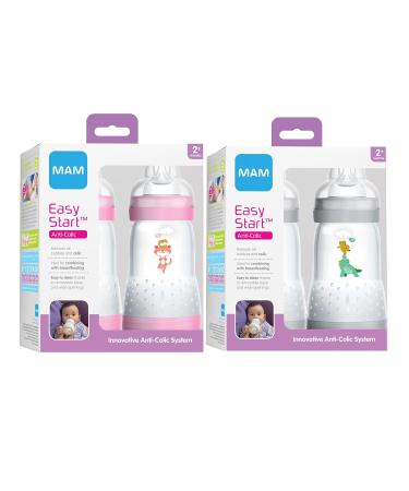 MAM Easy Start Anti-Colic Medium Flow Bottles 9 oz (4-Count) Gray and Pink - Buy Online on GoSupps.com