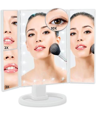 Buy From TV Trifold Makeup Mirror with LED Lights - Portable Vanity Mirror with 10x Magnification - Dimmable Lighted Mirror for Makeup and Grooming - Buy Online on GoSupps.com