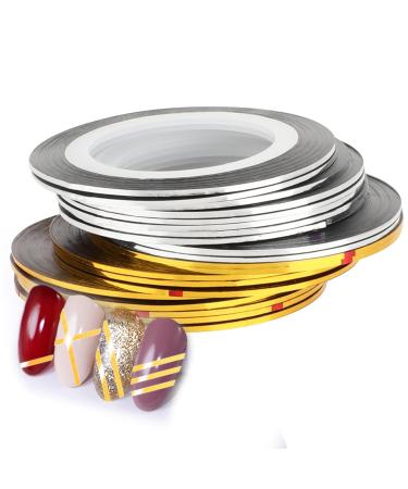 20 Pcs Nail Art Striping Tape - Glitter Gold & Silver 1mm Self-Adhesive Line Stickers for DIY Manicure - Perfect Nail Decoration Tools for Women & Girls (66 Ft - Buy Online on GoSupps.com