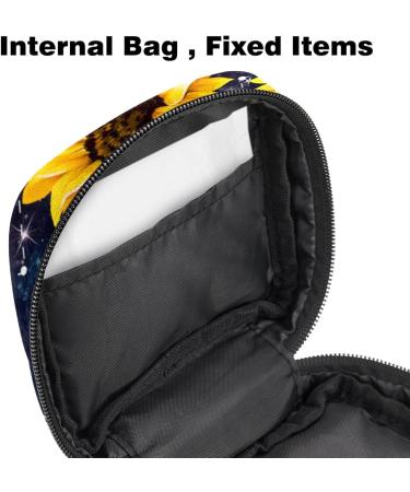 Women's Yellow Sunflower Binding-Up Bag | Tampon Storage with Zip Pockets - Stylish & Functional Menstrual Organizer - Buy Online on GoSupps.com