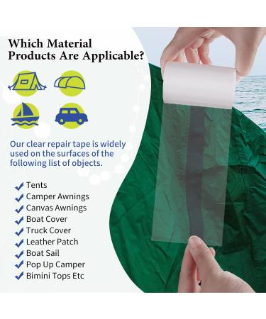 TiGilt Vinyl Repair Tape Tenacious Clear Patch Repair Tape RV Awning Fabric Tape Canvas Tarp Canopy Tent Sail Boat Cover Pop Up Camper Air Mattress Patch Kit - Waterproof Tape  1 Roll  3.3ft 1 Roll of 3.3FTx3" - Buy Online on GoSupps.com