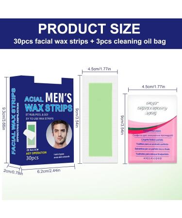 Bandes de cire pour homme - pilation rapide et nourrissante - Pr tes l'emploi - N'endommagent pas la peau - 30 bandes de cire froide + 3 huiles de nettoyage - Buy Online on GoSupps.com