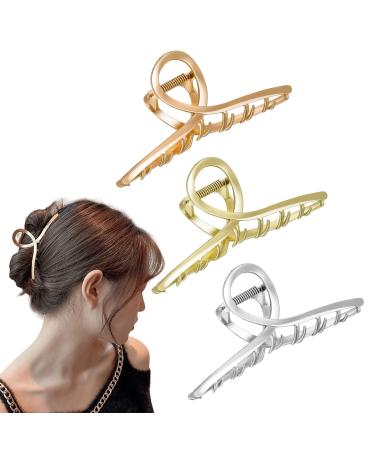 Pop full 3 pieces large hair clip metal hair clips made of metal girl hair clips clip clips slipproof hair needle for women (rose gold silver gold) - Buy Online on GoSupps.com